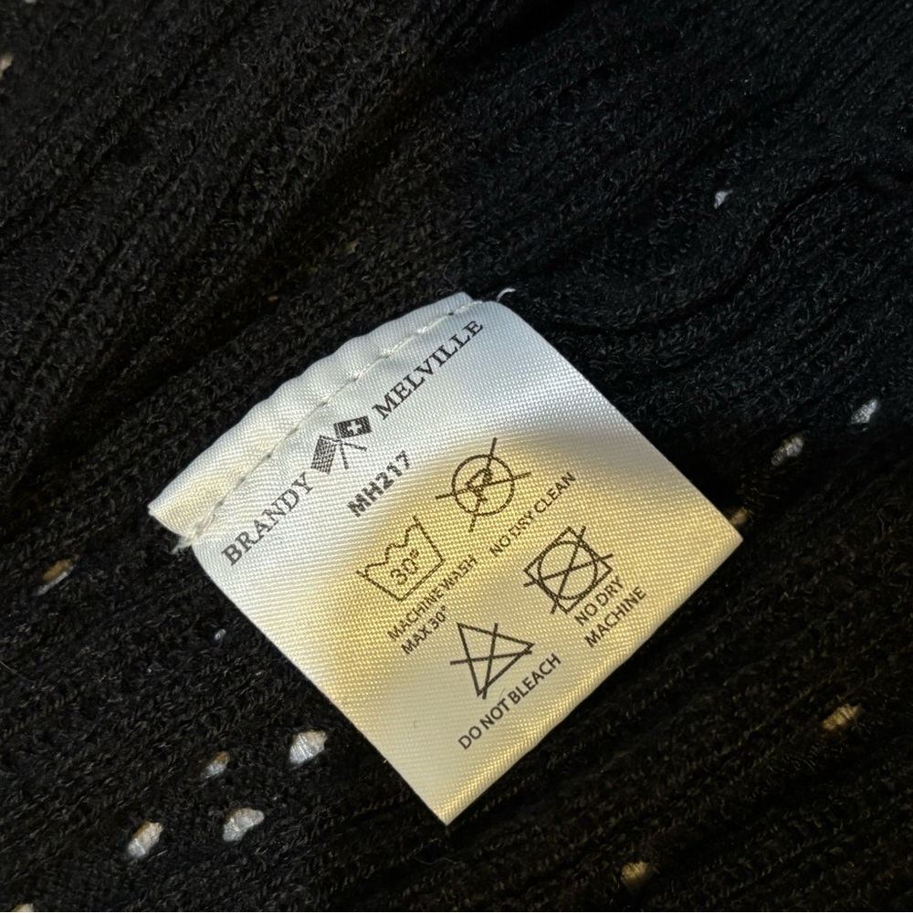 Brandy Melville black v neck pointelle button crop cardigan sweater Sz small - Picture 6 of 10